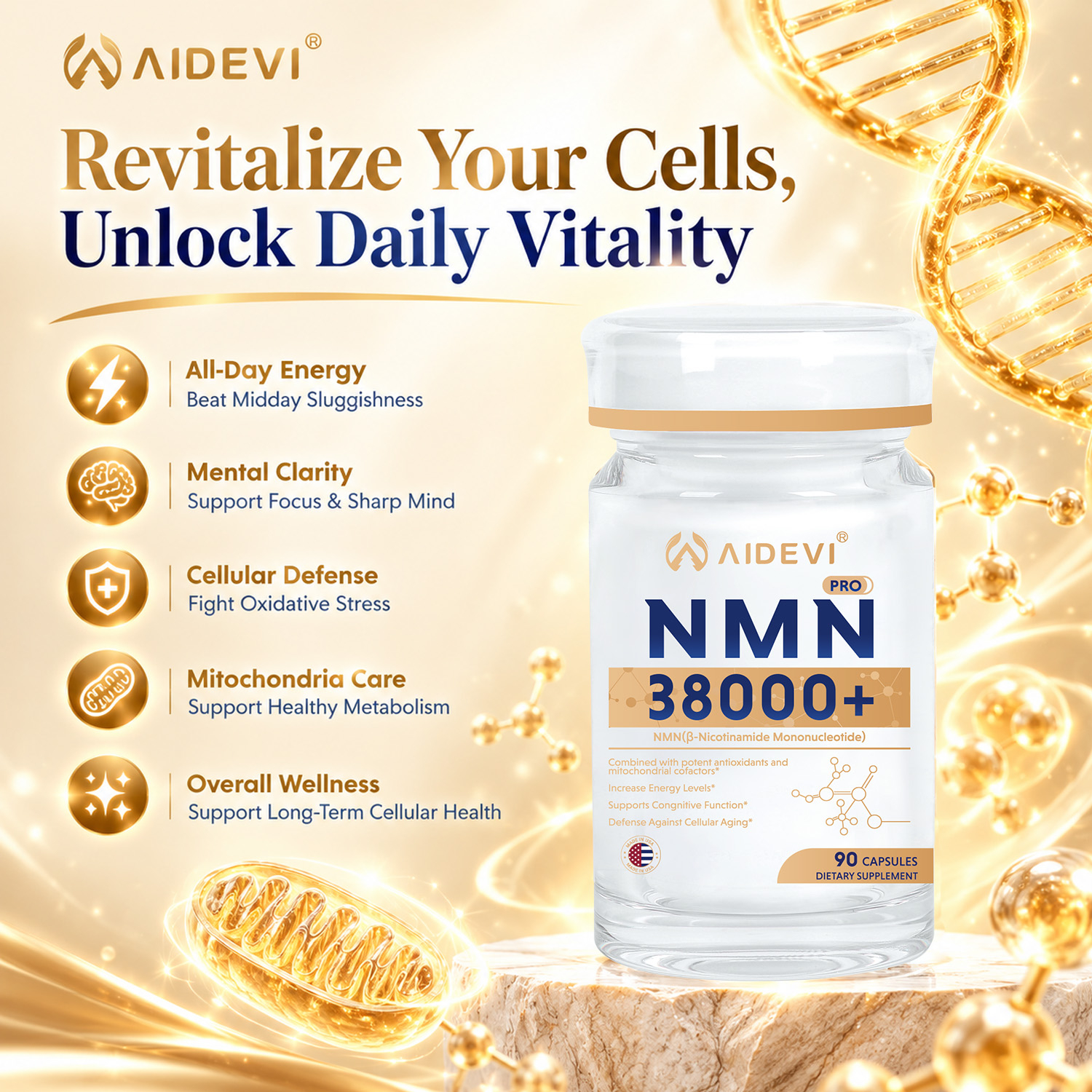 AIDEVI NMN 38000+ | Cellular Energy & Daily Vitality Support